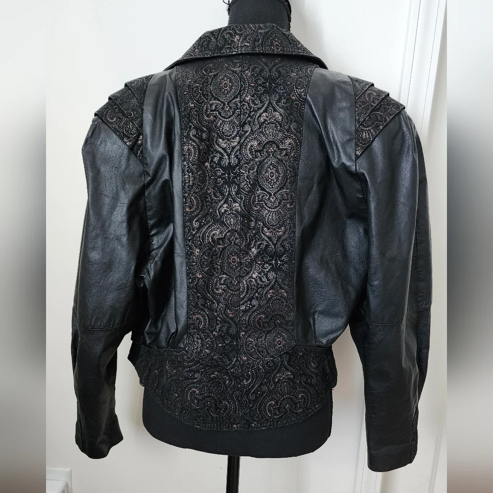 Vintage G-III Leather Jacket 80s Womens Size M Genuine Leather RARE Goth Biker